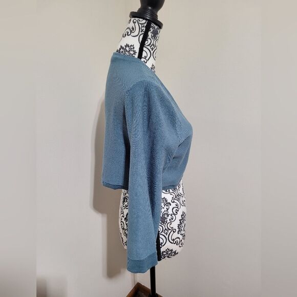 Soft Surroundings Blue Knit Cropped Sweater - Picture 2 of 7